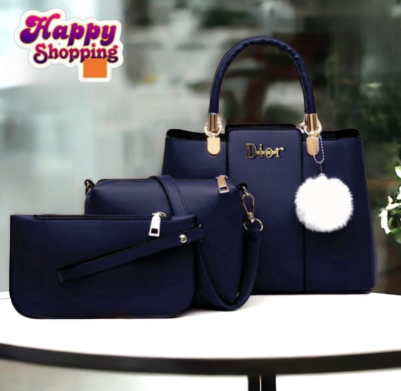 Dior High Quality 3Pcs Shoulder Bag With Keychain - Image 6